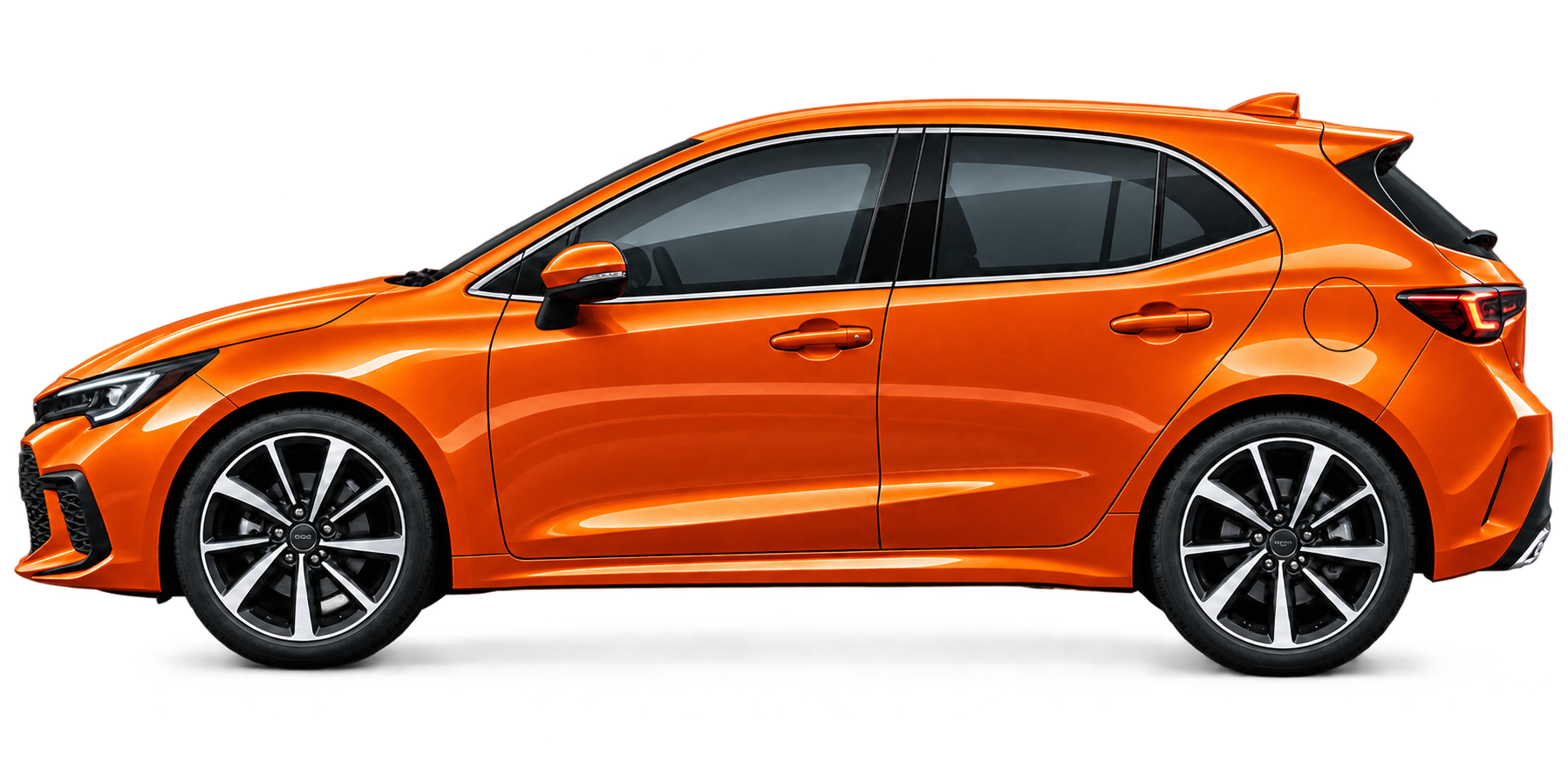 Electric orange hatchback; illustrative body style