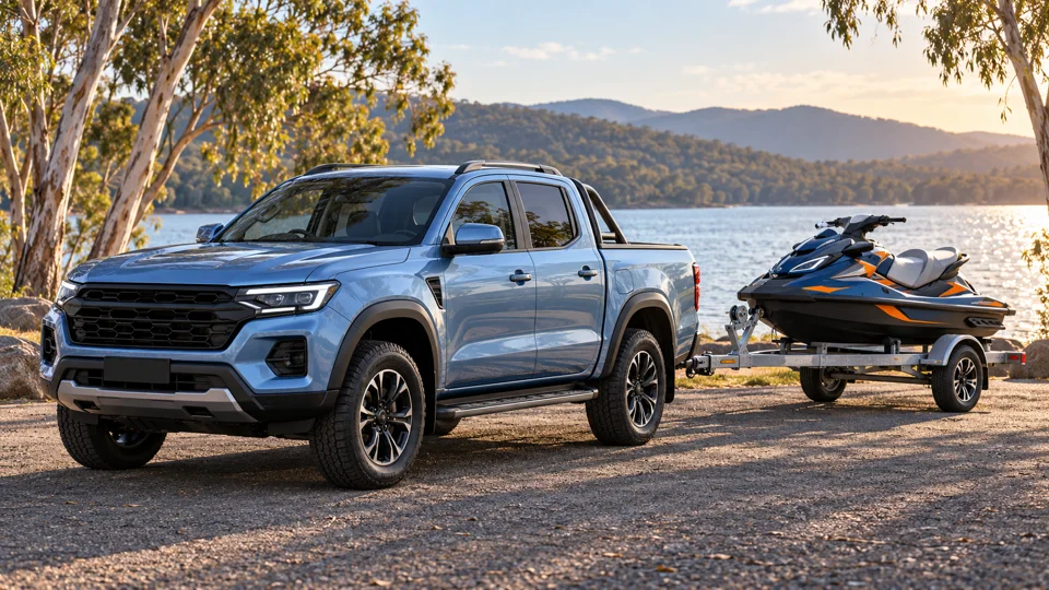 Illustrative dual-cab ute and jet ski package